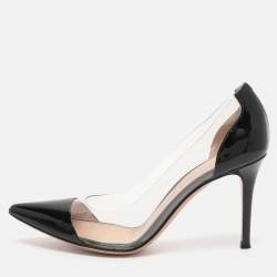 Pre Owned Gianvito Rossi Black Patent Leather and PVC Plexi Pumps Size 38