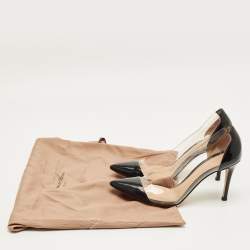 Pre Owned Gianvito Rossi Black/Transparent Patent Leather and PVC Plexi Pumps Size 36.5