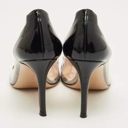Pre Owned Gianvito Rossi Black/Transparent Patent Leather and PVC Plexi Pumps Size 36.5