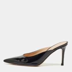 Pre Owned Gianvito Rossi Black Patent Plexi Mules Size 36