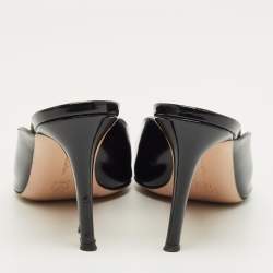 Pre Owned Gianvito Rossi Black Patent Plexi Mules Size 36