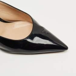 Pre Owned Gianvito Rossi Black Patent Plexi Mules Size 36