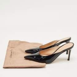 Pre Owned Gianvito Rossi Black Patent Plexi Mules Size 36