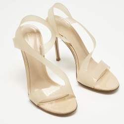 Pre Owned Gianvito Rossi Beige PVC Metropolis Sandals Size 38