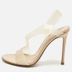 Pre Owned Gianvito Rossi Beige PVC Metropolis Sandals Size 38