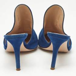 Pre Owned Gianvito Rossi Blue Suede Aramis Mules Size 36