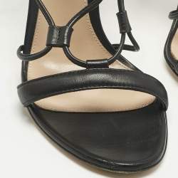 Pre Owned Gianvito Rossi Black Leather Giza Gladiator Flat Sandals Size 36