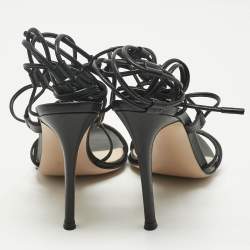 Pre Owned Gianvito Rossi Black Leather Giza Gladiator Flat Sandals Size 36