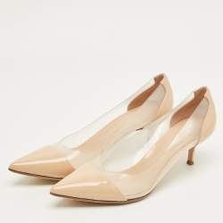 Pre Owned Gianvito Rossi Beige/Transparent Patent Leather and PVC Plexi Pumps Size 42