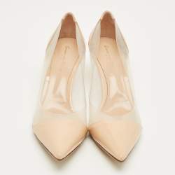 Pre Owned Gianvito Rossi Beige/Transparent Patent Leather and PVC Plexi Pumps Size 42