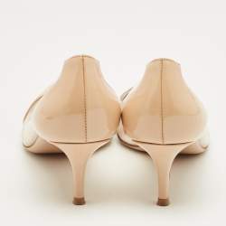 Pre Owned Gianvito Rossi Beige/Transparent Patent Leather and PVC Plexi Pumps Size 42