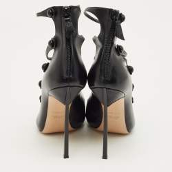 Pre Owned Gianvito Rossi Black Leather Strappy Pumps Size 38