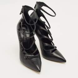 Pre Owned Gianvito Rossi Black Leather Strappy Pumps Size 38