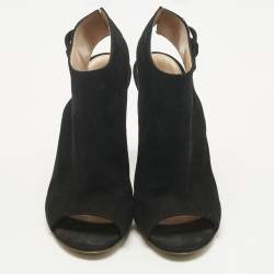 Pre Owned Gianvito Rossi Black Suede Open Toe Slingback Sandals Size 37