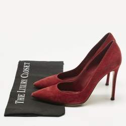 Pre Owned Gianvito Rossi Burgundy Suede Pointed Toe Pumps Size 38.5