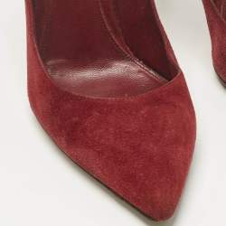 Pre Owned Gianvito Rossi Burgundy Suede Pointed Toe Pumps Size 38.5