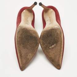 Pre Owned Gianvito Rossi Burgundy Suede Pointed Toe Pumps Size 38.5