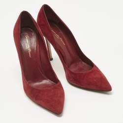 Pre Owned Gianvito Rossi Burgundy Suede Pointed Toe Pumps Size 38.5