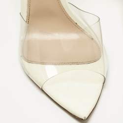 Pre Owned Gianvito Rossi Transparent/White PVC Elle Slide Sandals Size 39
