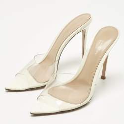 Pre Owned Gianvito Rossi Transparent/White PVC Elle Slide Sandals Size 39