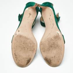 Pre Owned Gianvito Rossi Green Suede Portofino Ankle Strap Sandals Size 41