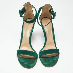 Pre Owned Gianvito Rossi Green Suede Portofino Ankle Strap Sandals Size 41