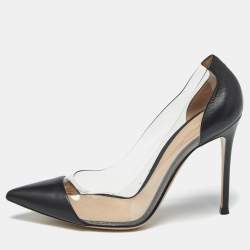 Pre Owned Gianvito Rossi Black Leather and PVC Plexi Pumps Size 40.5