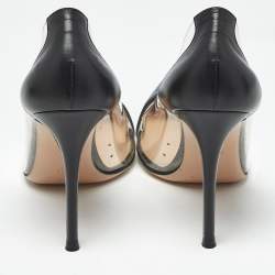 Pre Owned Gianvito Rossi Black Leather and PVC Plexi Pumps Size 40.5
