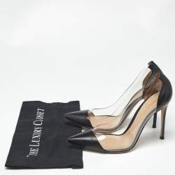Pre Owned Gianvito Rossi Black Leather and PVC Plexi Pumps Size 40.5
