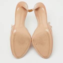 Pre Owned Gianvito Rossi Beige Patent Leather Peep Toe Mules Size 40