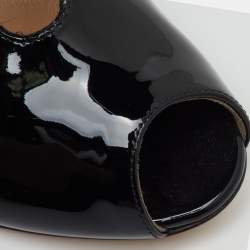 Pre Owned Gianvito Rossi Black Patent Leather Vamp Booties Size 39.5