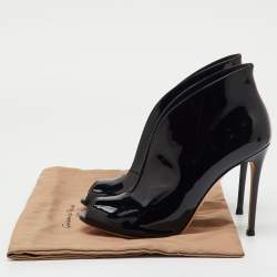 Pre Owned Gianvito Rossi Black Patent Leather Vamp Booties Size 39.5