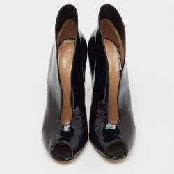 Pre Owned Gianvito Rossi Black Patent Leather Vamp Booties Size 39.5
