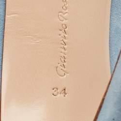 Pre Owned Gianvito Rossi Blue Suede Gianvito 85 Pumps Size 34