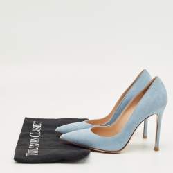 Pre Owned Gianvito Rossi Blue Suede Gianvito 85 Pumps Size 34