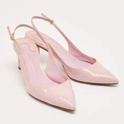 Pre Owned Gianvito Rossi Purple Patent Leather Slingback Pointed Toe Pumps Size 40