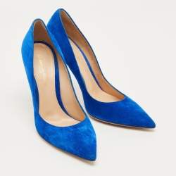 Pre Owned Gianvito Rossi Blue Suede Gianvito 105 Pumps Size 38.5