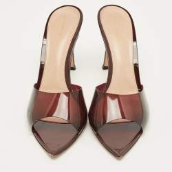 Pre Owned Gianvito Rossi Brown PVC Elle Slide Sandals Size 40