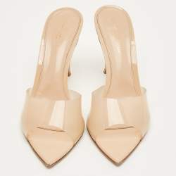 Pre Owned Gianvito Rossi Beige PVC Elle Slide Sandals Size 40