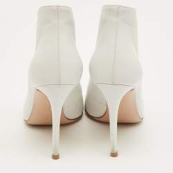 Pre Owned Gianvito Rossi White Leather Vamp Booties Size 37.5