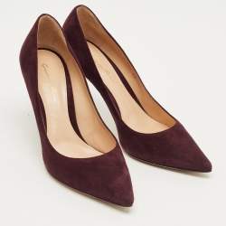 Pre Owned Gianvito Rossi Burgundy Suede Gianvito Pointed Toe Pumps Size 39