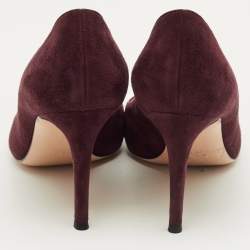 Pre Owned Gianvito Rossi Burgundy Suede Gianvito Pointed Toe Pumps Size 39