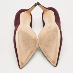 Pre Owned Gianvito Rossi Burgundy Suede Gianvito Pointed Toe Pumps Size 39