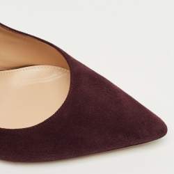 Pre Owned Gianvito Rossi Burgundy Suede Gianvito Pointed Toe Pumps Size 39