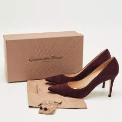 Pre Owned Gianvito Rossi Burgundy Suede Gianvito Pointed Toe Pumps Size 39