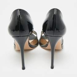 Pre Owned Gianvito Rossi Black PVC and Patent Leather Bree Pumps Size 39