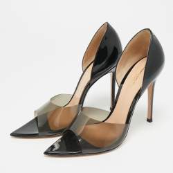 Pre Owned Gianvito Rossi Black PVC and Patent Leather Bree Pumps Size 39