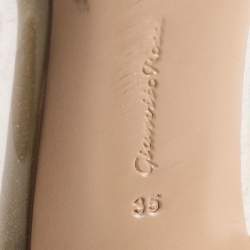 Pre Owned Gianvito Rossi Cream/Yellow Patent Leather And PVC Plexi Pointed Toe Pumps Size 35