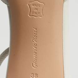 Pre Owned Gianvito Rossi White Leather Pointed Toe Ankle Strap Pumps Size 38