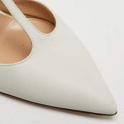 Pre Owned Gianvito Rossi White Leather Pointed Toe Ankle Strap Pumps Size 38